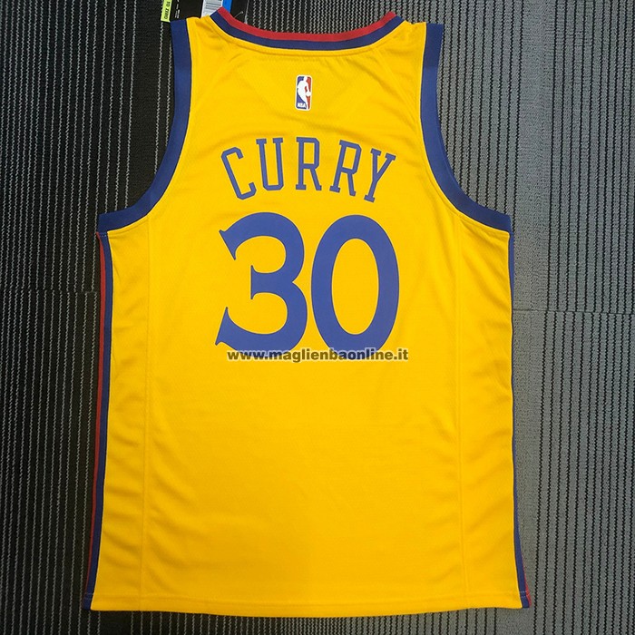 Maglia Golden State Warriors Stephen Curry NO 30 Citta Giallo